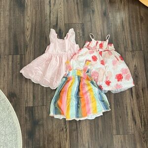 Charming Pink and Multicolor 2T Toddler Dress Trio